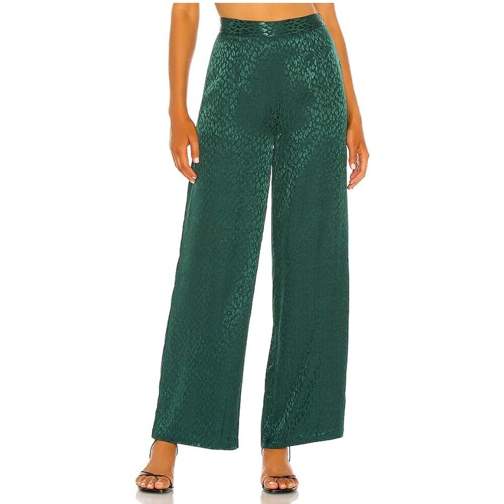 L*Space Harlow Satin Animal Print Pant in Ultramarine Green Size 0